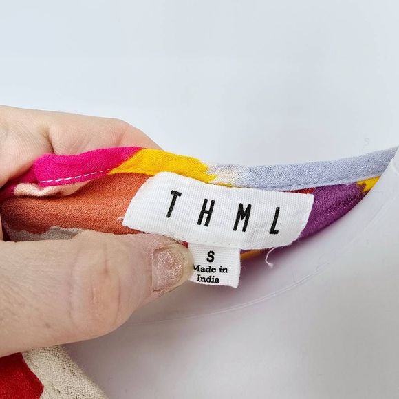 THML Multicolor Brushstroke Sleeveless Peasant Blouse S - Picture 4 of 6